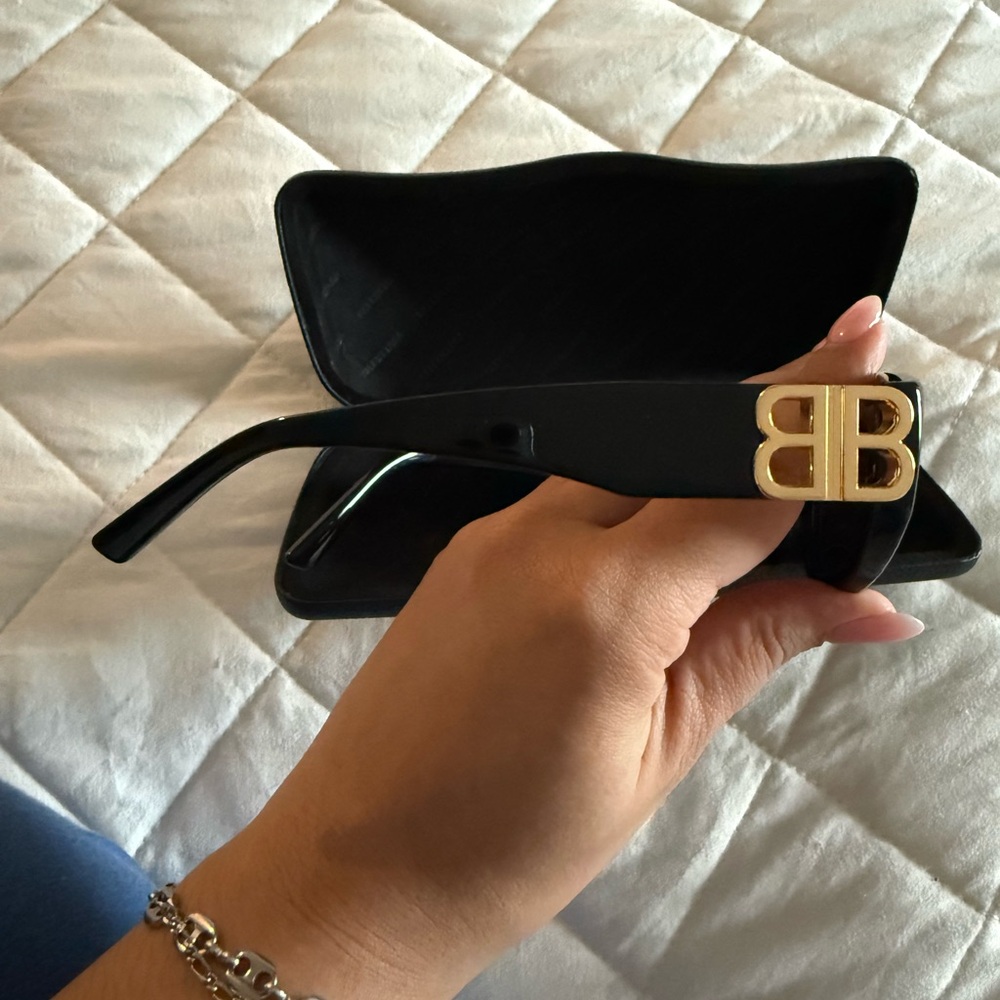 Balenciaga Black Sunglasses with Gold Logo